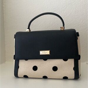 Kate Spade Brynlee Elsie Street Fabric Polka Dot Black/Neutral Satchel Bag